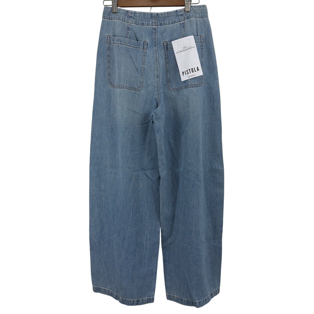 Pistola Lottie Bowed Leg Jeans 27 NWT High Rise Relaxed Light Wash - Picture 7 of 16
